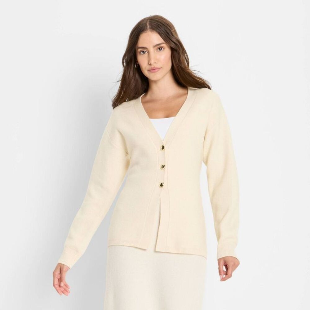 Women's Nipped Waist Cardigan - Future Collective Cream M